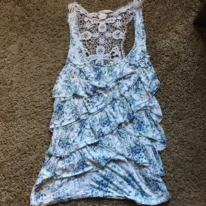 Floral ruffle tank top